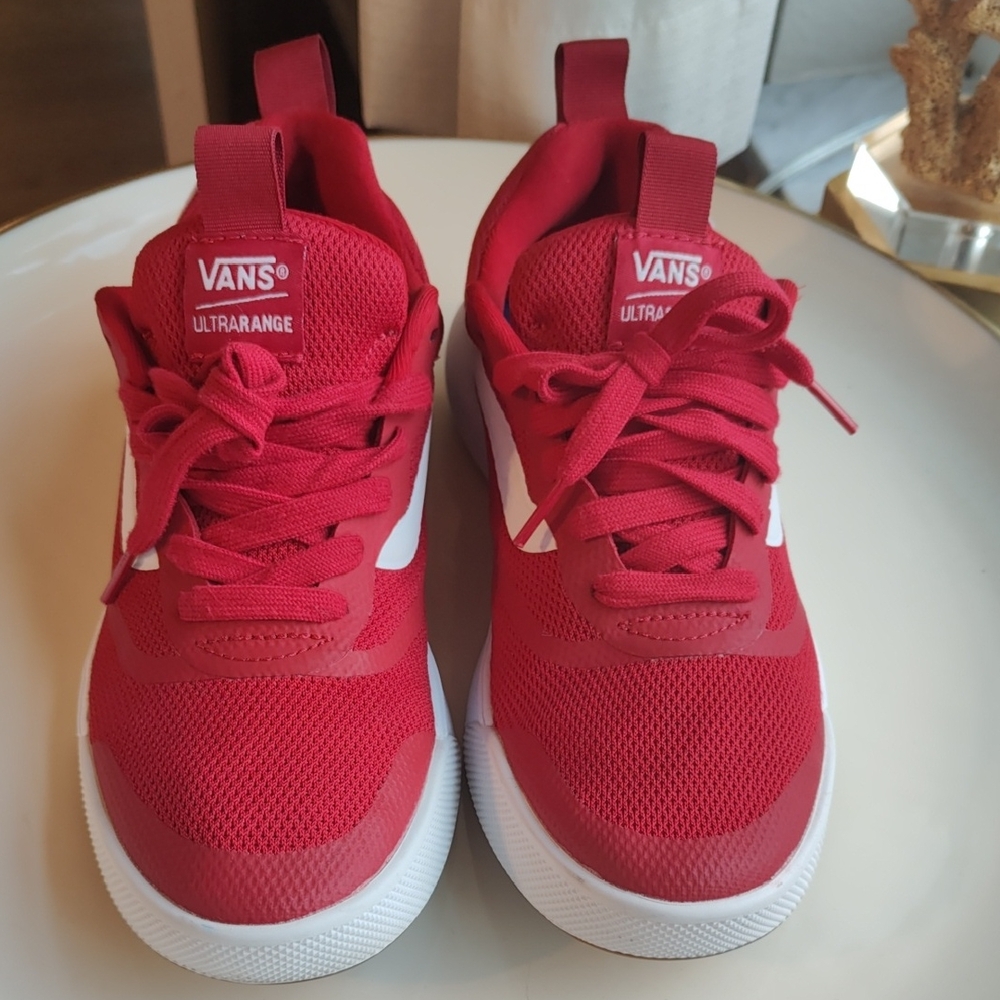 Vans Red and White Ultrarange Sneakers